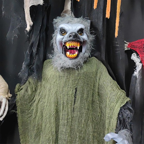 Halloween Röststyrd Skräckinjagande Varulv Hängande Animerade Spöke med Elektriska Blinkande LED-Ögon Hängande Spökhusrekvisita