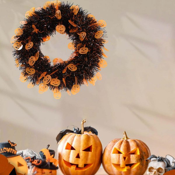 Halloween Dørkrans med Hengepynt - Dekorativ Gresskar for Tilbehør og Pynt