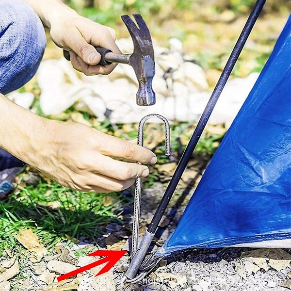 3 stk. L/U-formede jordankere, teltplugger for camping, jordspyd for landskapshage