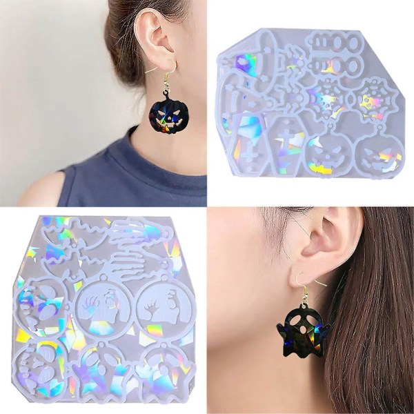 Ørestik Resinform, Holografisk Nøglering Charm Form Diy Resin SmykkeformB