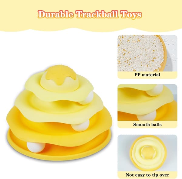 Cat Ball Track, Interactive Cat Toy, Fun Indoor Experience for Cats, Multi-layer Design, Glass Texture.