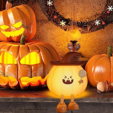 Halloween Pumpa Nattlampa Timer Släcker Ljus