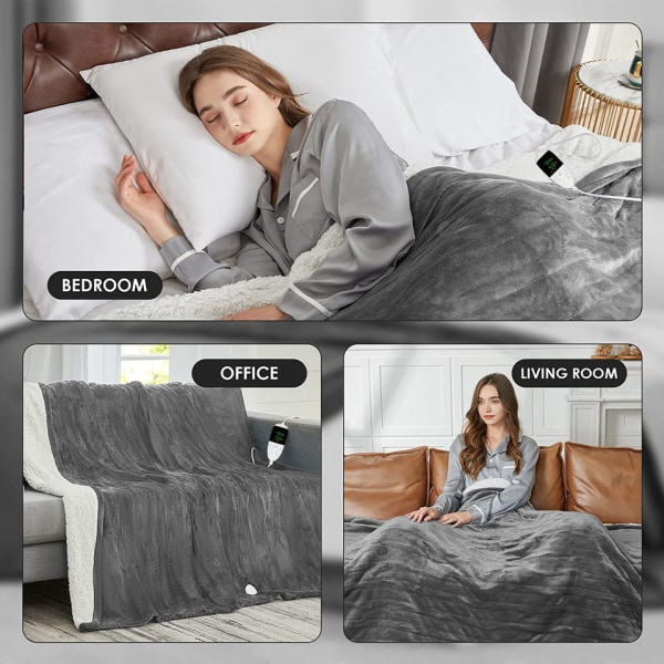Mönster för elektriskt täcke, varmt och mjukt uppvärmt omslag med  automatisk avstängning, 130*150 cm, grå 2f49 | Fyndiq
