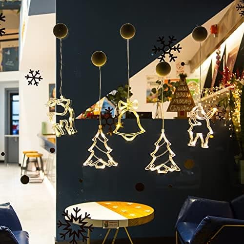 4 stk LED-vinduslamper med sugekopp for juledekorasjon