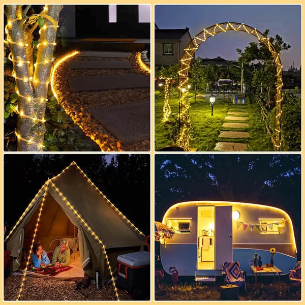 33FT 135 LED Solar String Lights Outdoor Waterproof, Warm White String Lights for Outdoor Use 8 Modes, Solar Christmas Lights for Pool Trampoline Garden Yard