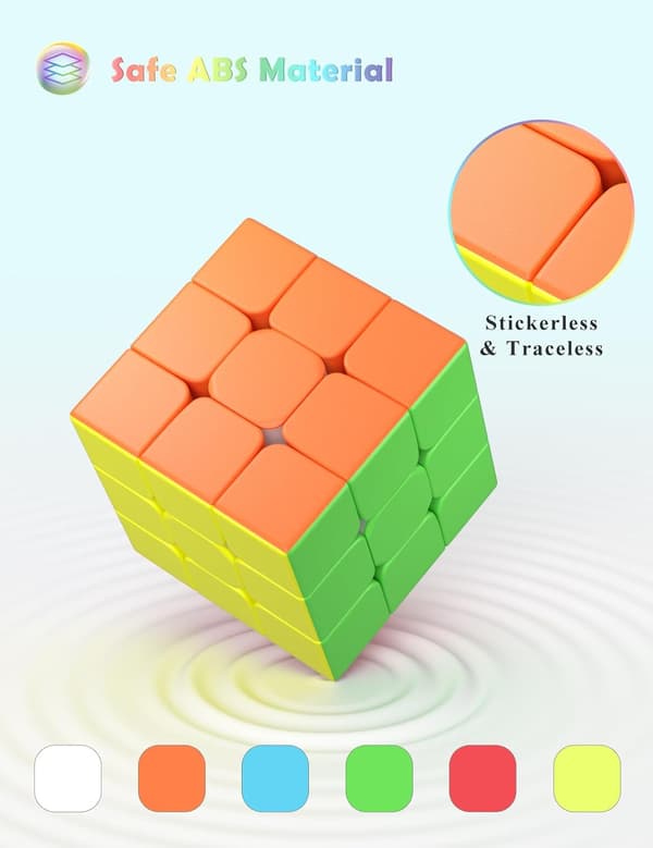 3x3 Speed Cube, Stickerless Magic Cube Easy to Turn and Smooth Speedcube - Spins Faster Than Original (3x3x3)