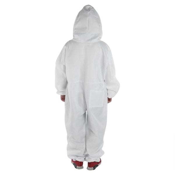 Metsänhoitosovi Professional Anti Bee -suojausvarusteet pitkillä käsineillä ja hunnun huppulla mehiläistarhaajille - Valkoinen (XL)
