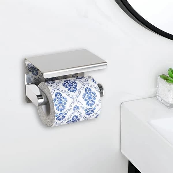 Wall Mounted Toilet Paper Holder with Mobile Phone Shelf