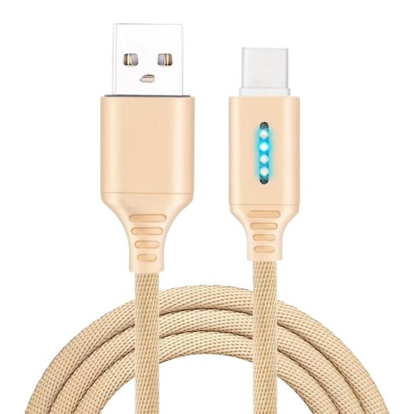Automatisk Afbrydelse Hurtig Opladning Nylon Kabel Intelligent Strømafbrydelse Telefonopladningskabel Guld