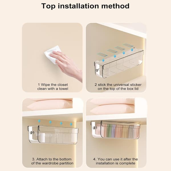 Wall-Mounted Underwear and Sock Organizer with Transparent Drawers, Multi-Layer Hanging Storage Box for Wardrobe