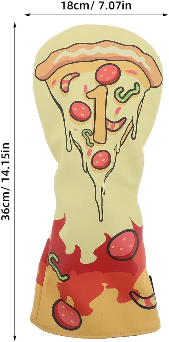 Golf Driver Cover Pizza Nyhet Vattentät PU Headcover med Fleece Foder