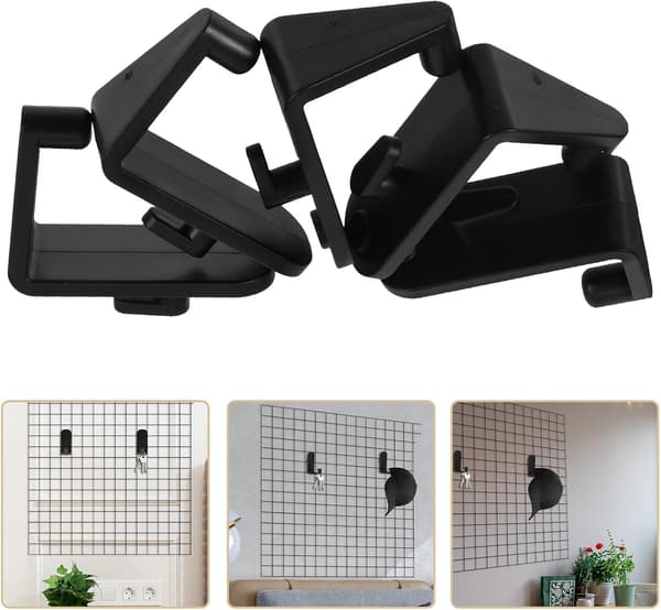 5 Pieces Black Pegboard Hooks for Hanging Non-Damaging ABS Material Easy Installation Single Hole Hooks