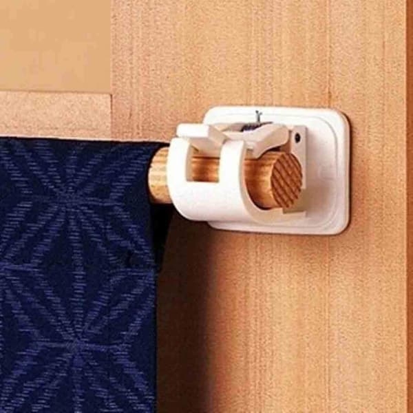 Curtain Rod Bracket, Curtain Rod Self-Adhesive Hook, Wall Hook and Fastener Easy Installation, ABS, 4 pcs