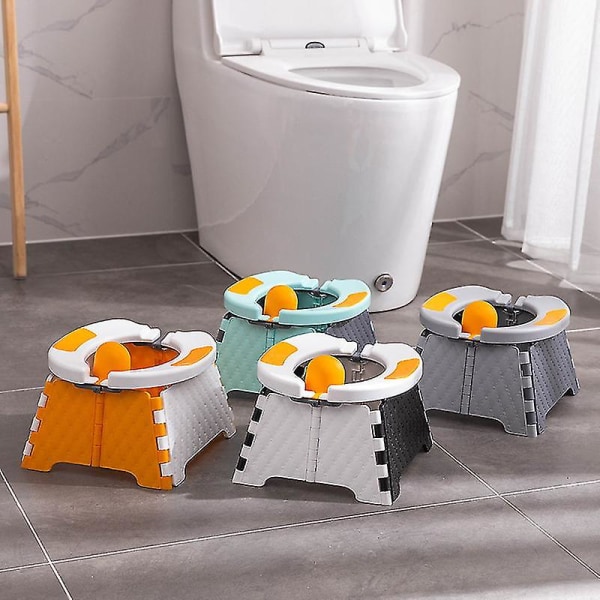 Bærbart barnetoalett urinal sammenleggbart sterk utendørs reisebil praktisk toalett baby multifunksjonelt treningssete 30 poser Blå
