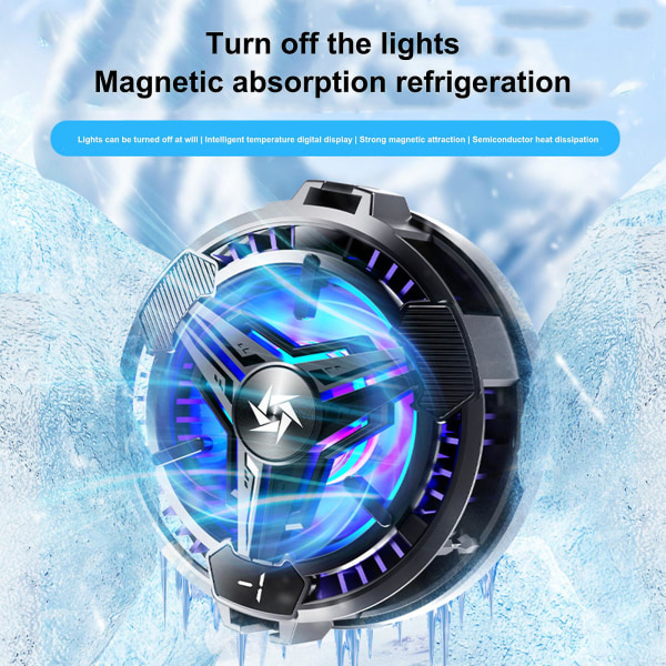 Magnetisk telefonradiatortemperatur digitalt display Halvleder Cool Rgb-lys, der kan styres med B Black