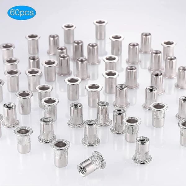 HA~60 Pieces 304 Stainless Steel M8 Rivet Nut Flat Head Blind Nut Threaded Rivet Rivet Nut for Threaded Insert Pliers