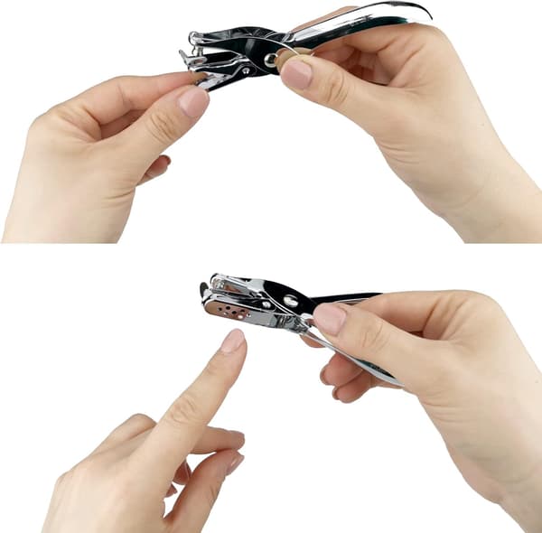 mm Single Hole Punch - Silver Hole Punch, 8 Sheets - Handheld Paper Punch, Perfect Office Accessory for Ring Binders