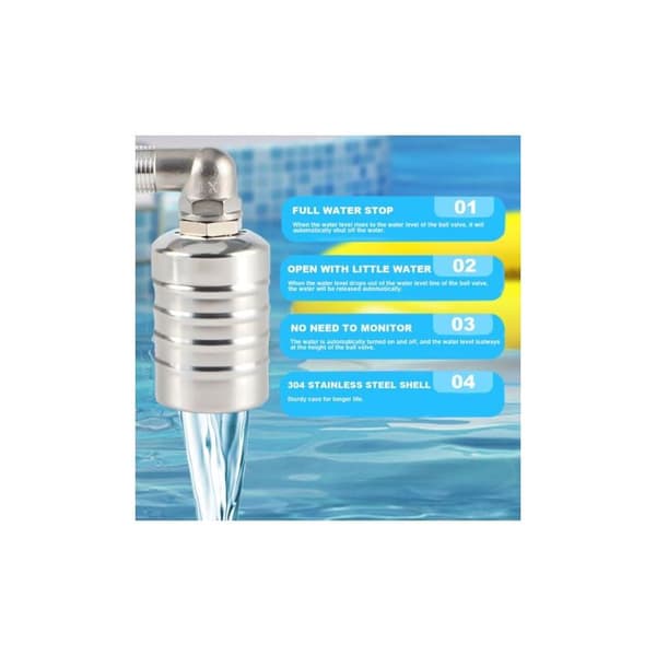 Fully Automatic 304 Stainless Steel Float Valve, Automatic Water Level Controller for Water Tank, Mini Stainless Steel Float Valve (Cover)