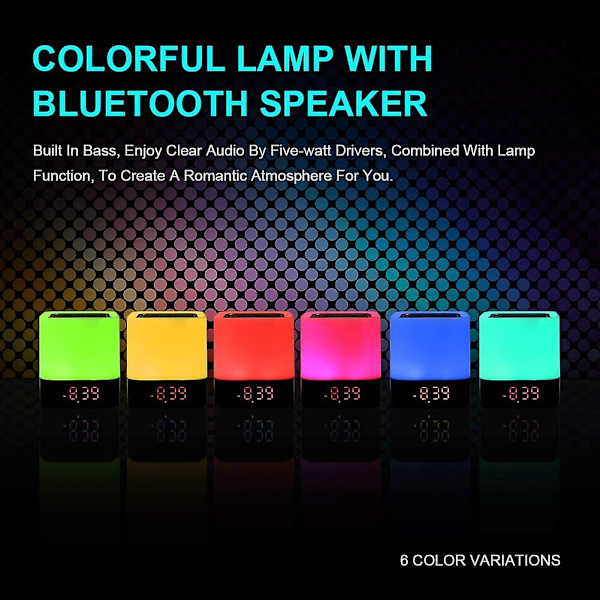 Laderbar vekkerklokke nattlampe, Bluetooth-høyttaler nattlys for barn, Bluetooth-høyttaler LED-lys for gave tenåringsjenter gutter