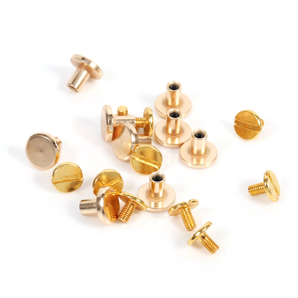 Solid Brass Button Screw Rivet for Leather Belt DIY Gold 10 Sets 5mm 6.5mm 8mm