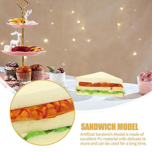 2st Konstgjord smörgås Fake Sandwich Simulering Mat Modell Kök Sandwich Foto PropAssorted Col Assorted Color 14X11.5X5.5CM