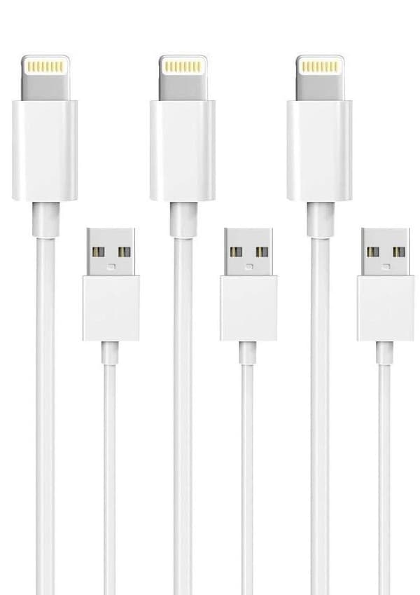 3-pak Lightning-oplader iPhone 13/12/11/ Xs/Max/X/8/7/6/5/SE Vit white