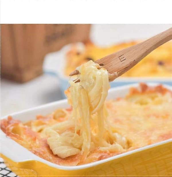 Gul rektangulær keramisk ildfast form med håndtak - individuell lasagneform