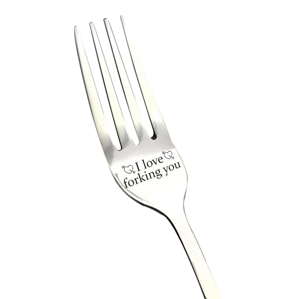 Forking Love You Graverad Gaffel Med Presentask - Rostfritt Stål - Bordgafflar För Vänner Familjer Festival Bröllop FORK 2
