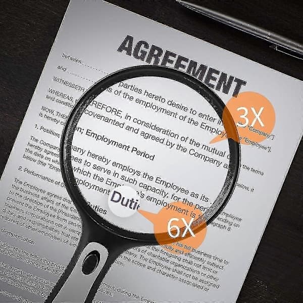Magnifying Glass with Light for Reading, 3x 6x Large Handheld Magnifier with Light and 4 LED Lights for Visually Impaired, Seniors