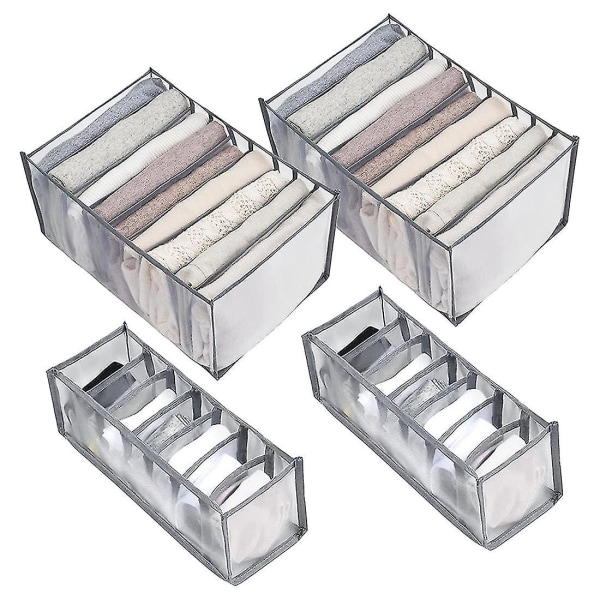 1 sæt Garderobe Tøj Organizer, 2 stk Store Mesh Tøj Opbevaringsbeholdere, 2 stk Foldbar Skab