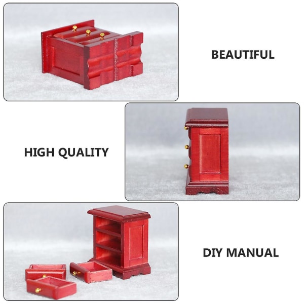 Miniatyr Sängbordsskåp Modell Minihus Simulerings Skåp Mini Möbel Röd 5.4X3.2X5.6CM Red 5.4X3.2X5.6CM