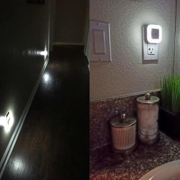 HA~LED Natlampe med Smart Sensor Skumring til Daggry Sensor, Dagslys Hvid, 0.5W Plug-in, 6-pak