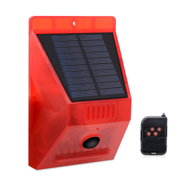 Solar Outdoor Motion Sensor Alarm 129db Loud Siren Lamp Noise Maker 4 Working Modes Strobe Light with Remote,Say Goodbye