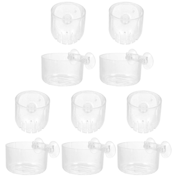 10 st Akryl Akvarium Växtplanterare Sugkoppar Växtkruka Akvarium Växt Koppar Med Hål 5x5cm
