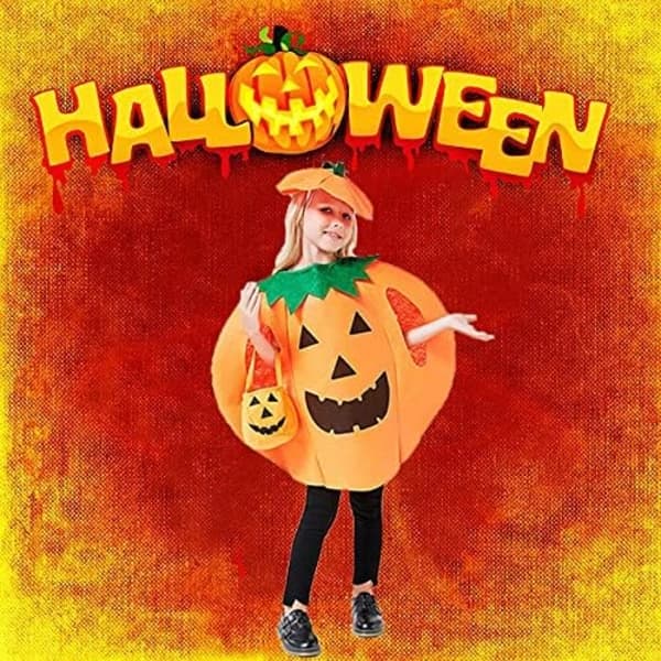 Halloween Græskarkostumer, Halloween Børnetøj Græskartøj Performance Tøj, 1*Græskarkostume+1*græskarhat