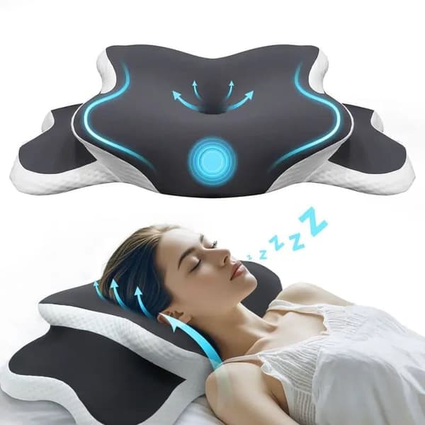 Ergonomisk Nakkepude i Memory Foam – Sommerfugleformet Pude til Søvn & Afslapning