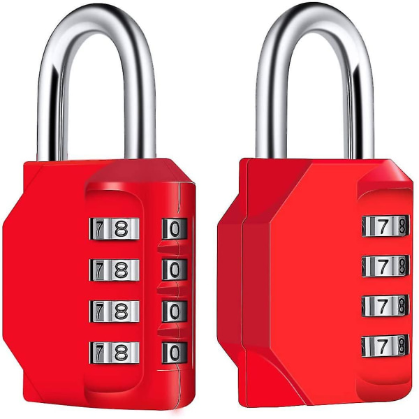 [2 Pieces] 4-digit Combination Padlock, Diyife Combined Lock Waterproof, Waterproof Metal And Handset Clamp In Plated Steel (red)