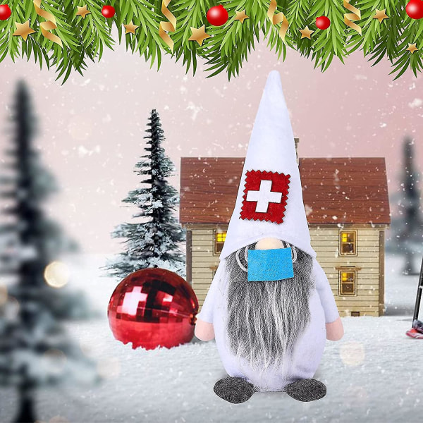 Håndlagde Julenisser, karantene Gnome Plysjdukker Svensk Julenisse Tomte Dekorasjon, nordisk Elf Sykepleier Sykepleier Ornamenter Jul Hjem Dekorasjon Gaver