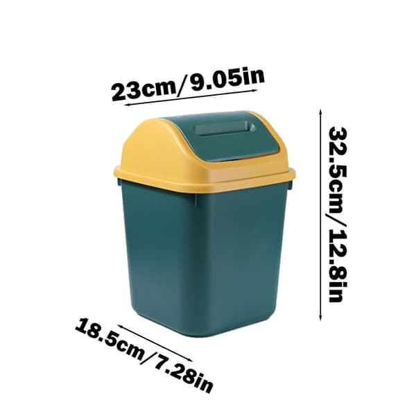 Swing-lid trash can, swing-lid waste bin, under-desk trash can, bathroom bin