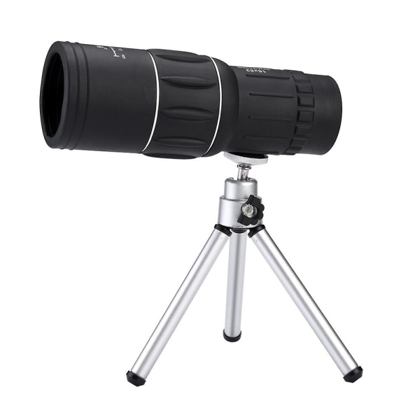 16x52 Zoom Optisk HD-lins Monokulär Teleskop + Stativ + Klämma för Universal Telefon Svart Black