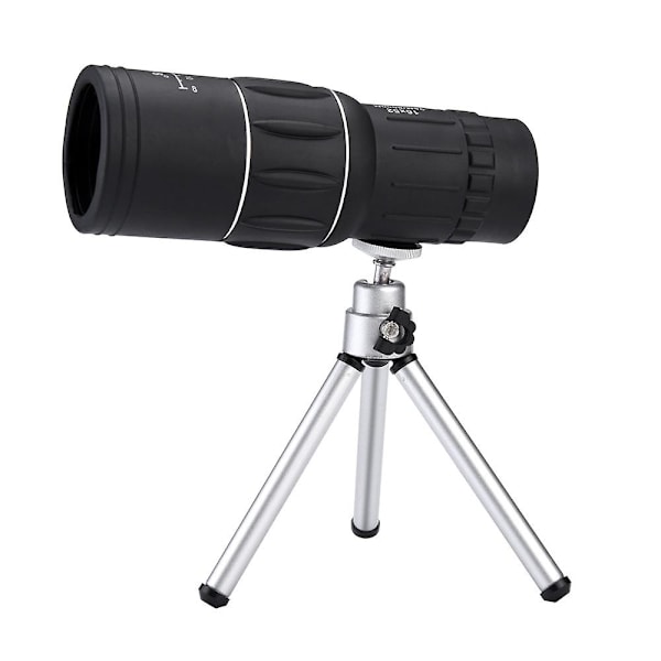16x52 Zoom Optisk HD Linse Monokular Teleskop + Stativ + Klip Til Universal Telefon Sort