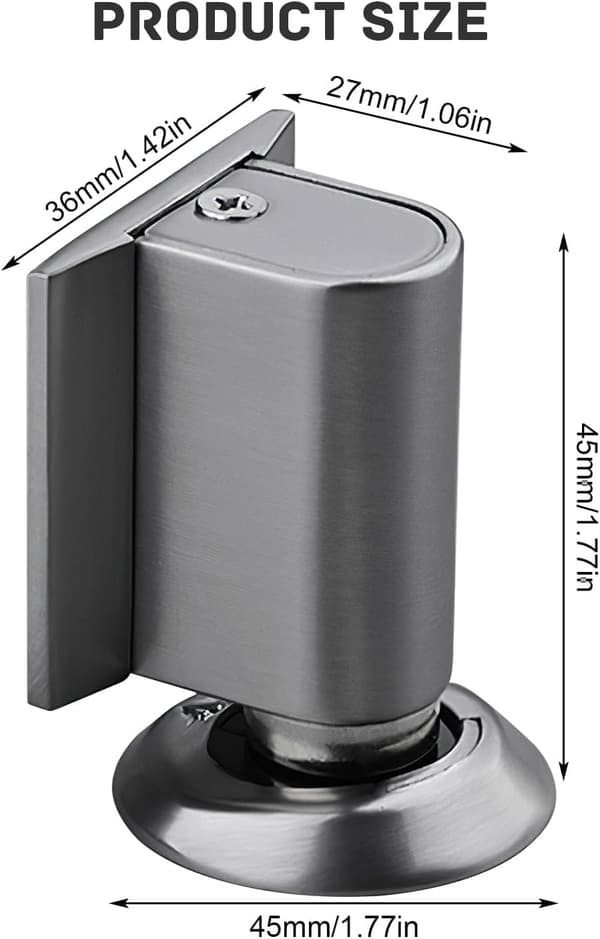 Justerbart magnetisk dørstopper i sinklegering, selvklebende eller skruemontering for gulv og fliser, sikker dørstopper