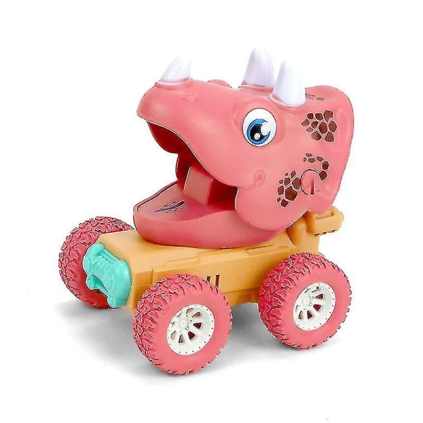 Dinosauruksen leluauto lasten sarjakuvalelu dinosaurus vetää takaisin auto Monster TruckRed Triceratops