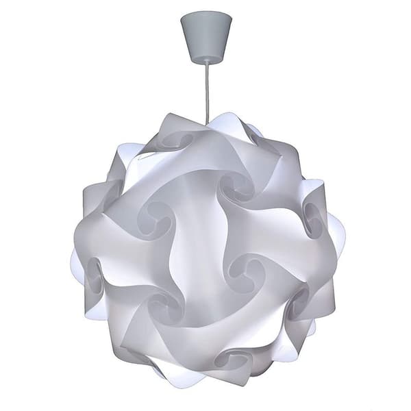 White Ceiling Lamp Ø30 cm – Unbreakable Polypropylene Shade – 60 cm Adjustable Cable – E27 12W LED Bulb Included