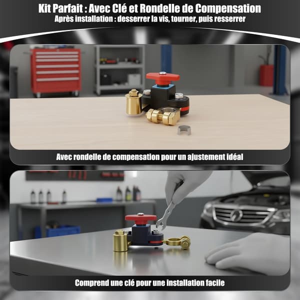 Car Battery Disconnect Switch, 12V/24V | Pure Copper Material, 180° Adjustable Rotary Switch