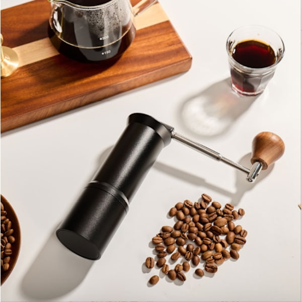 Manuel Kaffekværn, Rustfrit Stål Konisk Kværn, Håndkaffekværn med Foldbar Håndtag og Justerbar Indstilling
