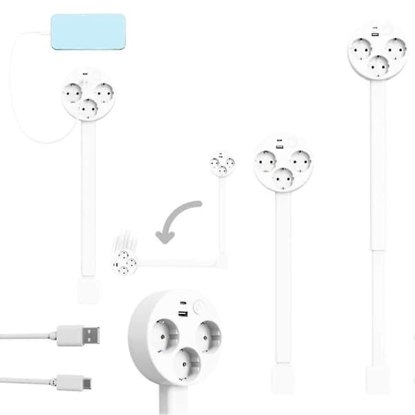 Electric Wall Plug Rotates Electric Socket Extender Adjustable Length Power Outlet Extender Power Socket EU Plug