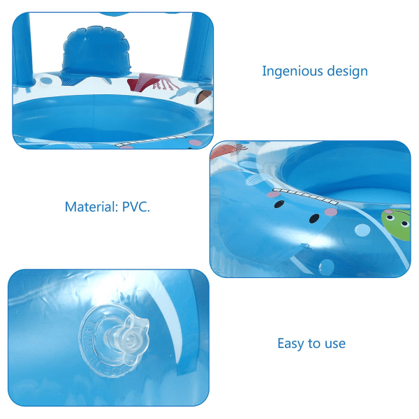 Baby Flydemadras Inflatable Pool Flydemadras Inflatable Svømmeflydemadras Svømme Ring Blå 62x56cm Blue 62x56cm