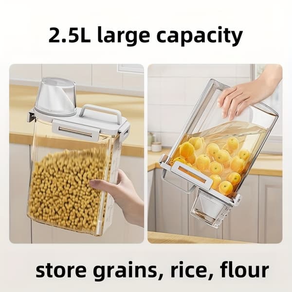 Airtight Rice Dispenser Large Capacity Moisture-proof Insect-proof Grain Storage Container 2.5L 1pc 2.5L   1pc