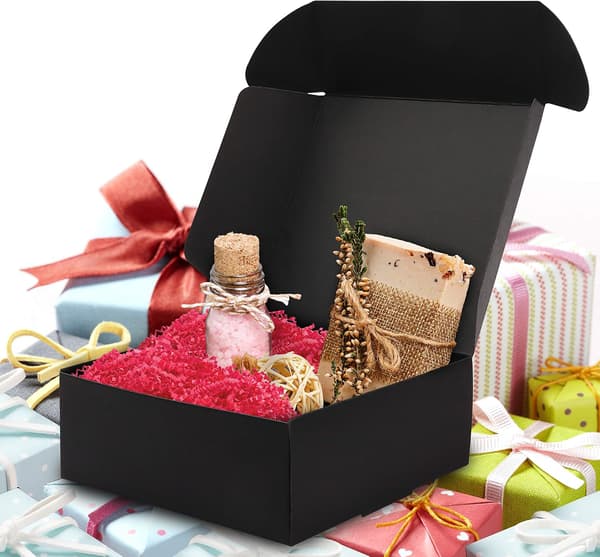 Black Kraft Presentaskar (20-pack) - Askstorlek 15×15×5cm - Lätt att montera, elegant presentask - Fester, födelsedagar, bröllop, helgdagar